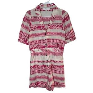 Maisie Women's Pink & Cream Aztec Shorts Romper Size Small
